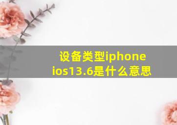 设备类型iphone ios13.6是什么意思